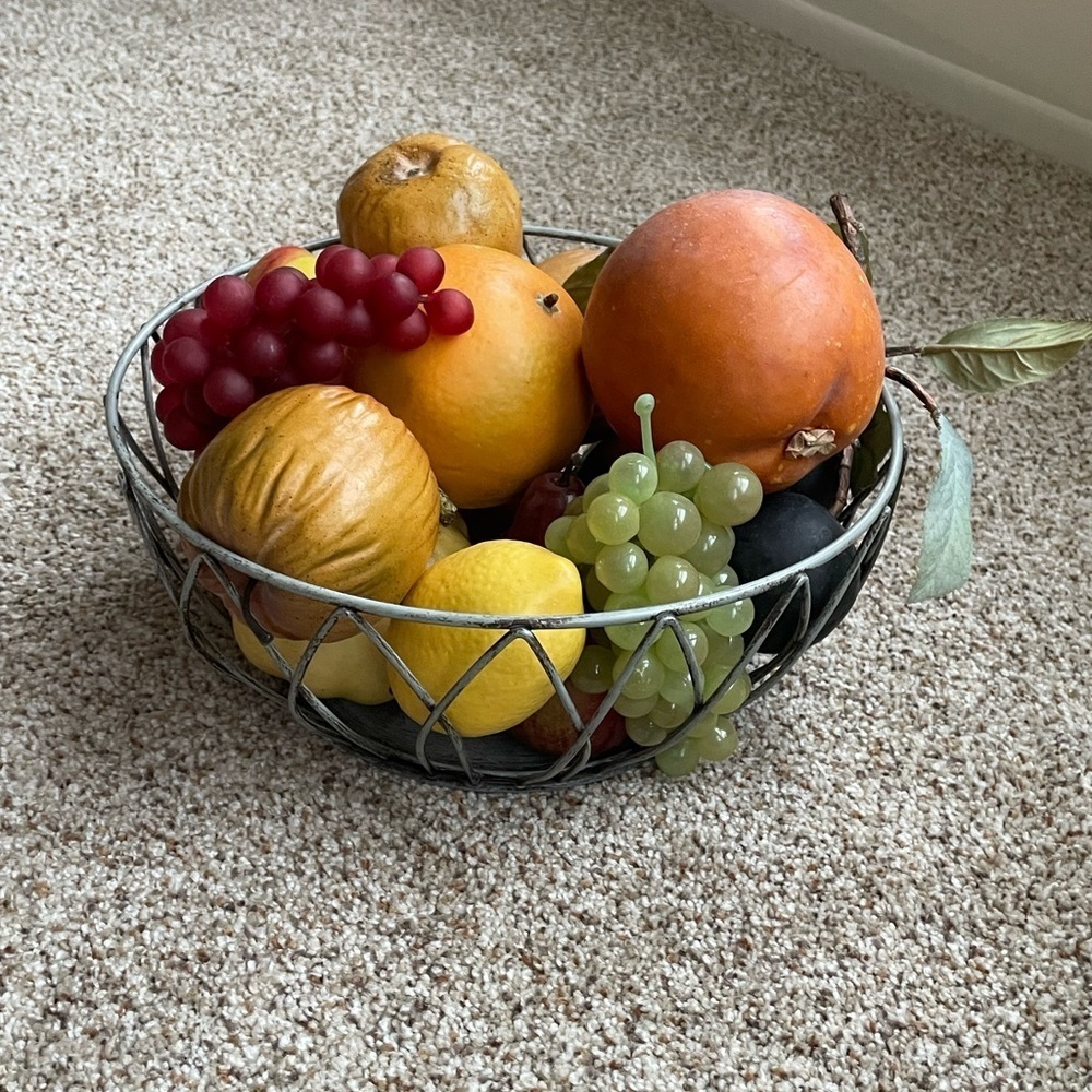 Vintage Bowl Home and Dining Decor Decorative Grapes Fruit